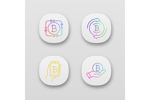 Bitcoin Cryptocurrency App Icons Set