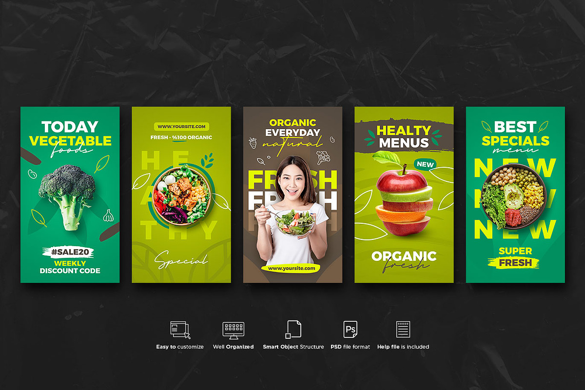 Food Instagram Story PSD Templates, a Social Media Template by Giraffe Design Studio (Photo 13 of 22)