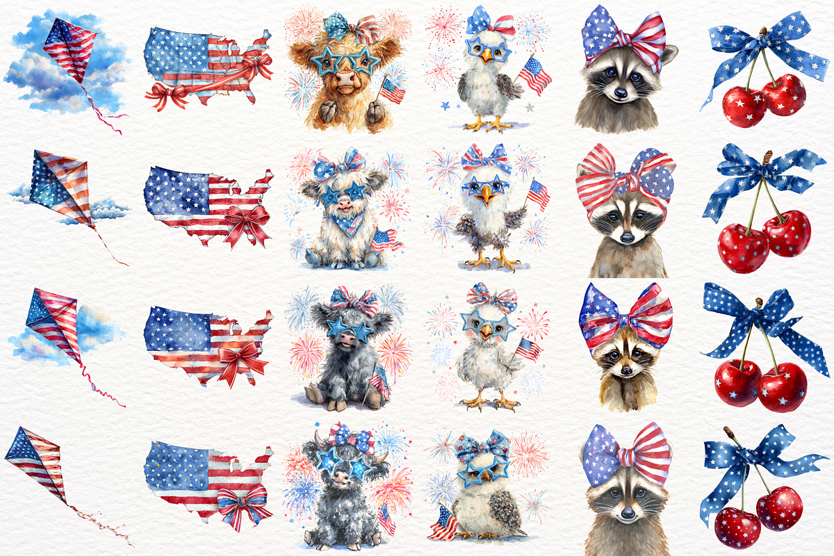 4th of July Clipart Independence Day, a Seasonal Illustration by SugarCloudStudioArt (Photo 2 of 6)