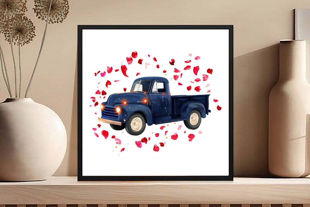 watercolor Floral Truck 4th of july, an Illustration by DreamCafeArt (Photo 5 of 5)