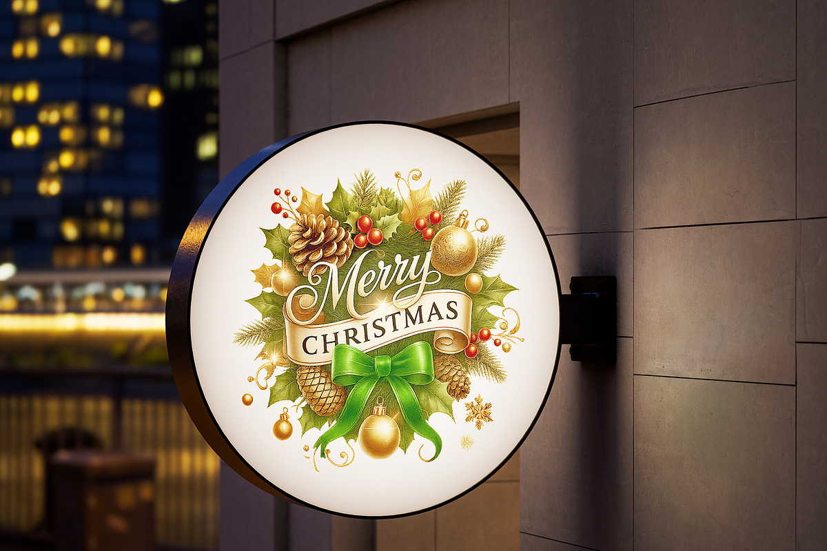 Christmas wreath decorated, an Illustration by Vector Stall (Photo 3 of 4)