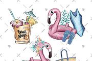Poolside Watercolor Cliparts, an Illustration by Phantasia Design (Thumbnail 5 of 8)