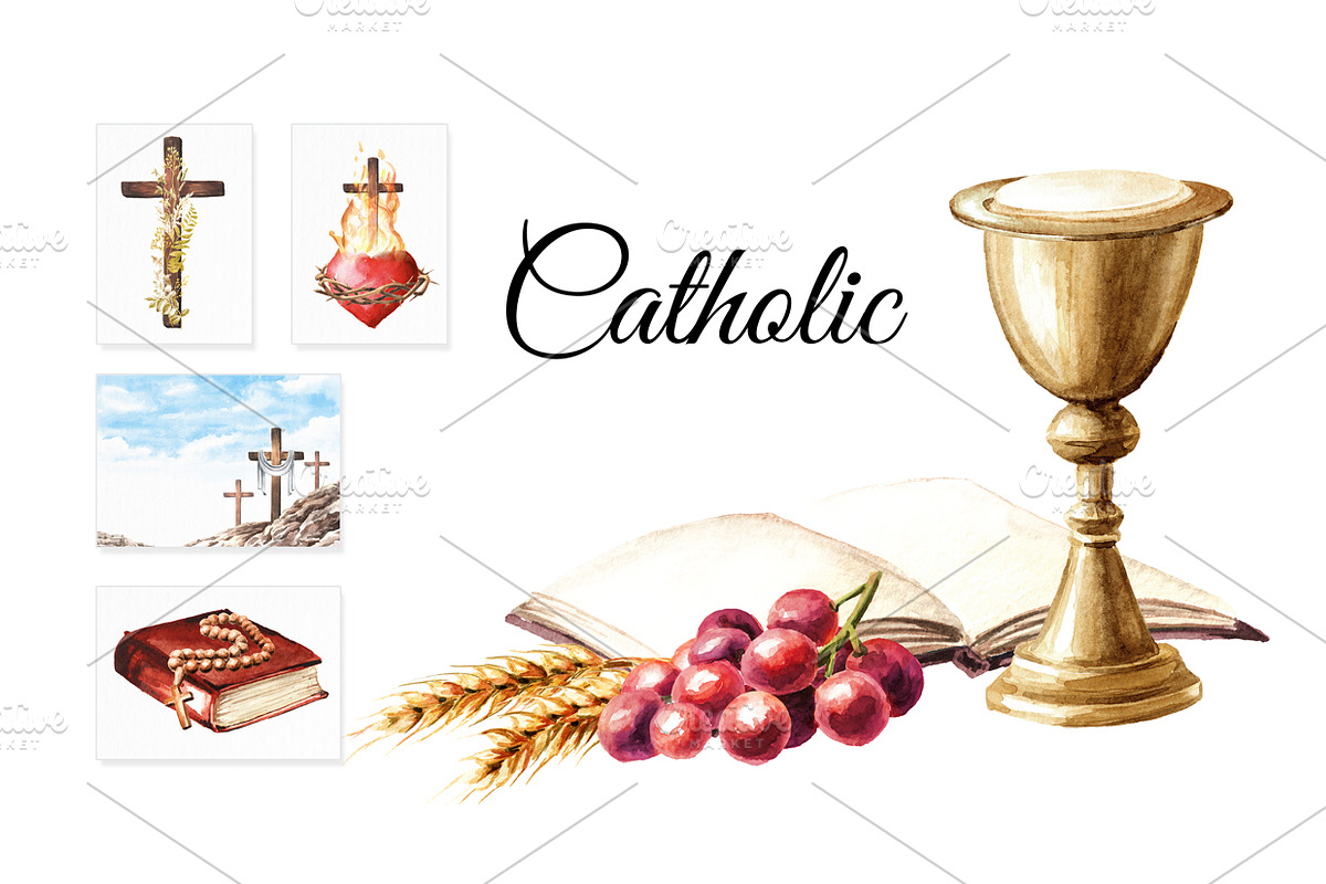 Catholic. Watercolor collection, an Object Illustration by Daria Ustiugova (Photo 1 of 12)