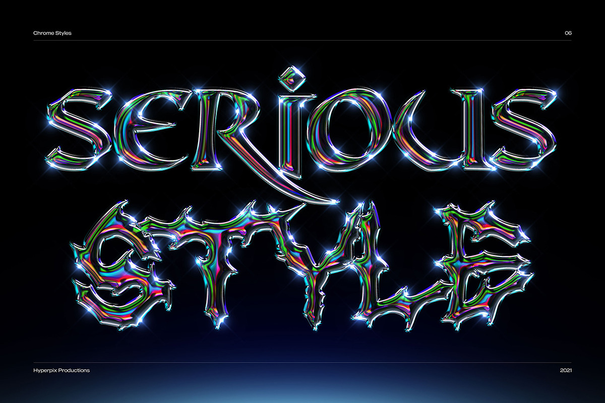 Chrome Text Styles Bundle - 50% OFF, a Layer Style Add-On by Hyperpix Productions (Photo 14 of 47)