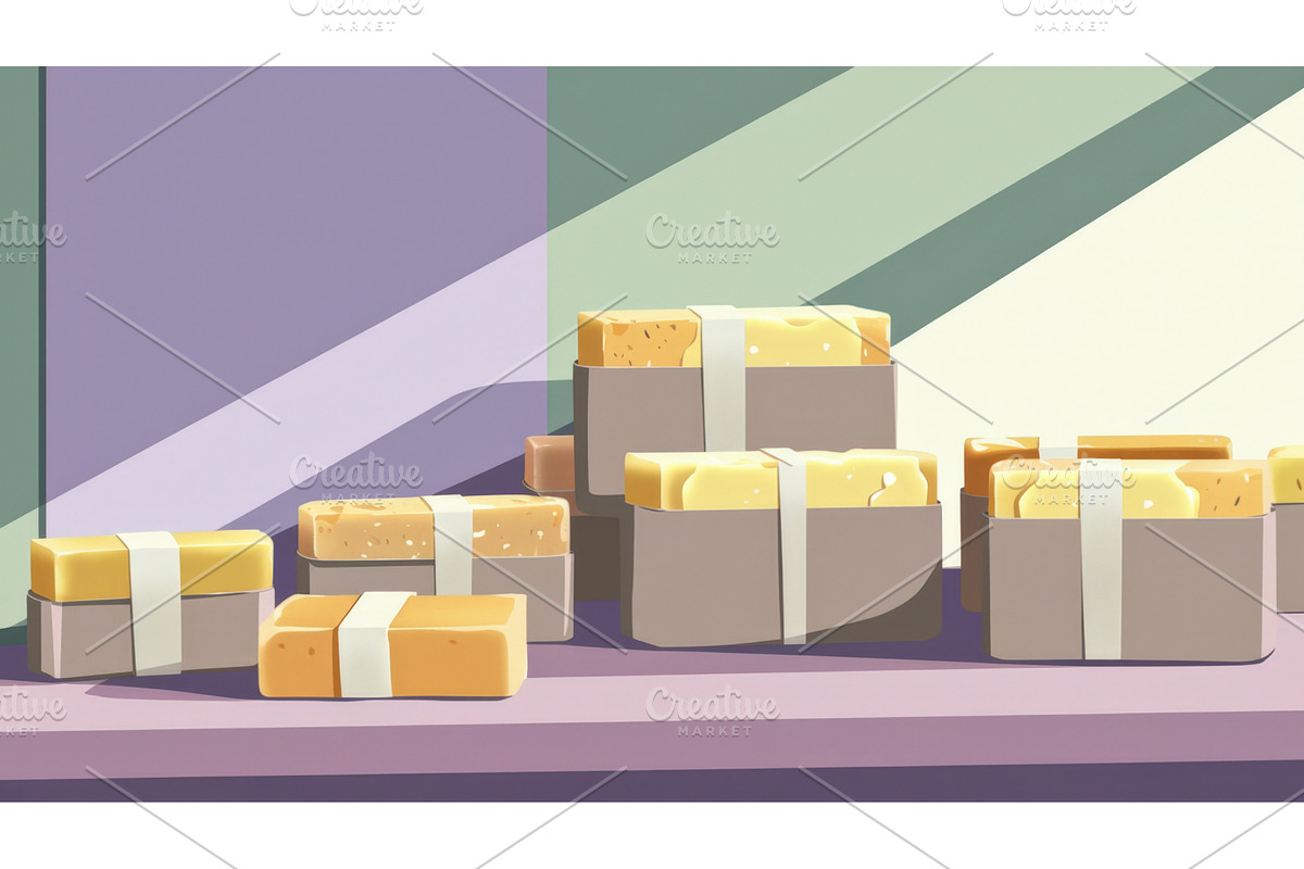 Colorful stacked gift boxes with, an Illustration by tilialucida