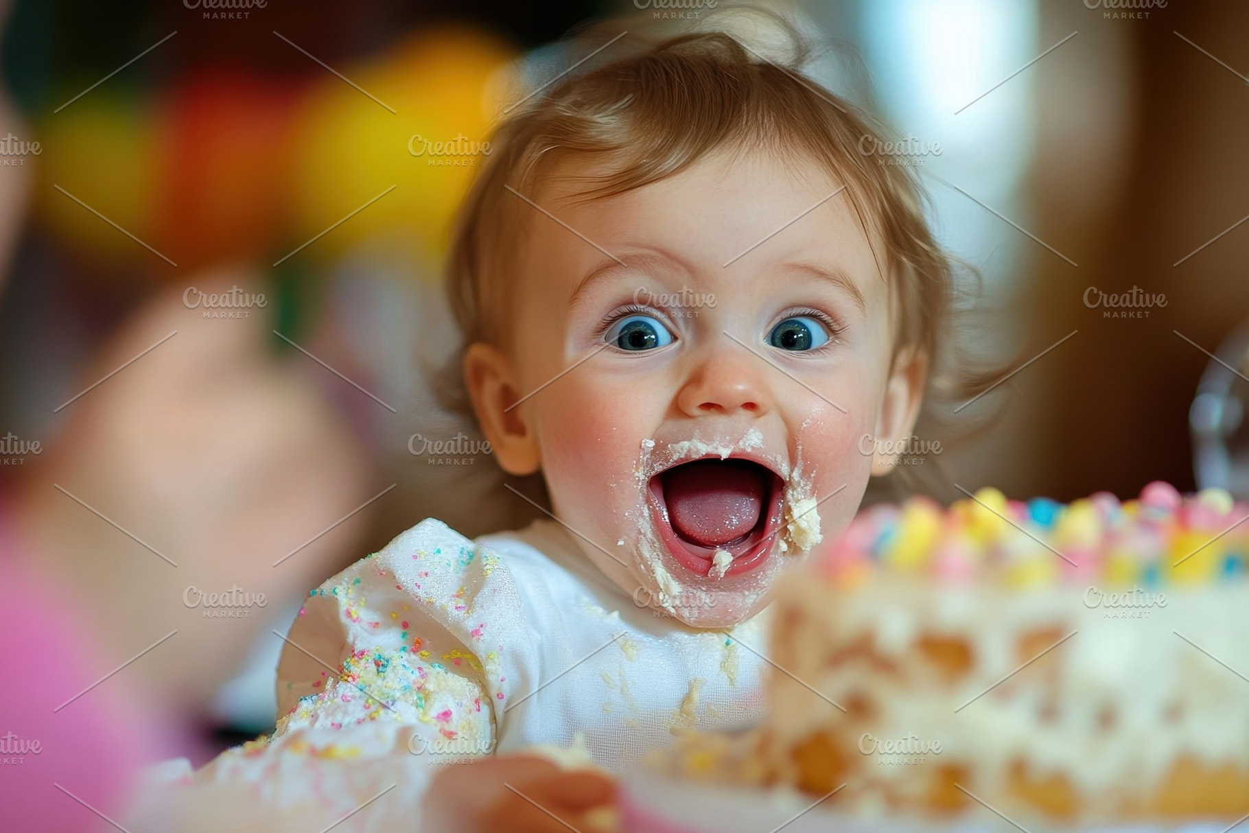 Babys funny chatter about the cake, a Photo by Pavel_design