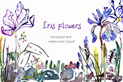 Watercolor Iris Flowers Clipart, a Decorative Illustration by MariaScaroniAtelier (Thumbnail 1 of 6)
