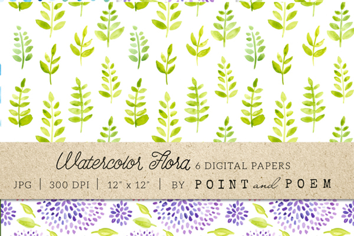 Watercolor Digital Paper Flora preview 4