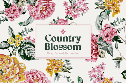 Country Blossom, Handmade watercolor