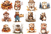 Cute Beaver Clip Art, Woodland Anima, an Illustration by Watercolor design (Thumbnail 2 of 5)