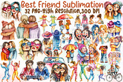 Best Friend Clipart Sublimation, an Illustration by Sublimation Artist (Thumbnail 1 of 6)