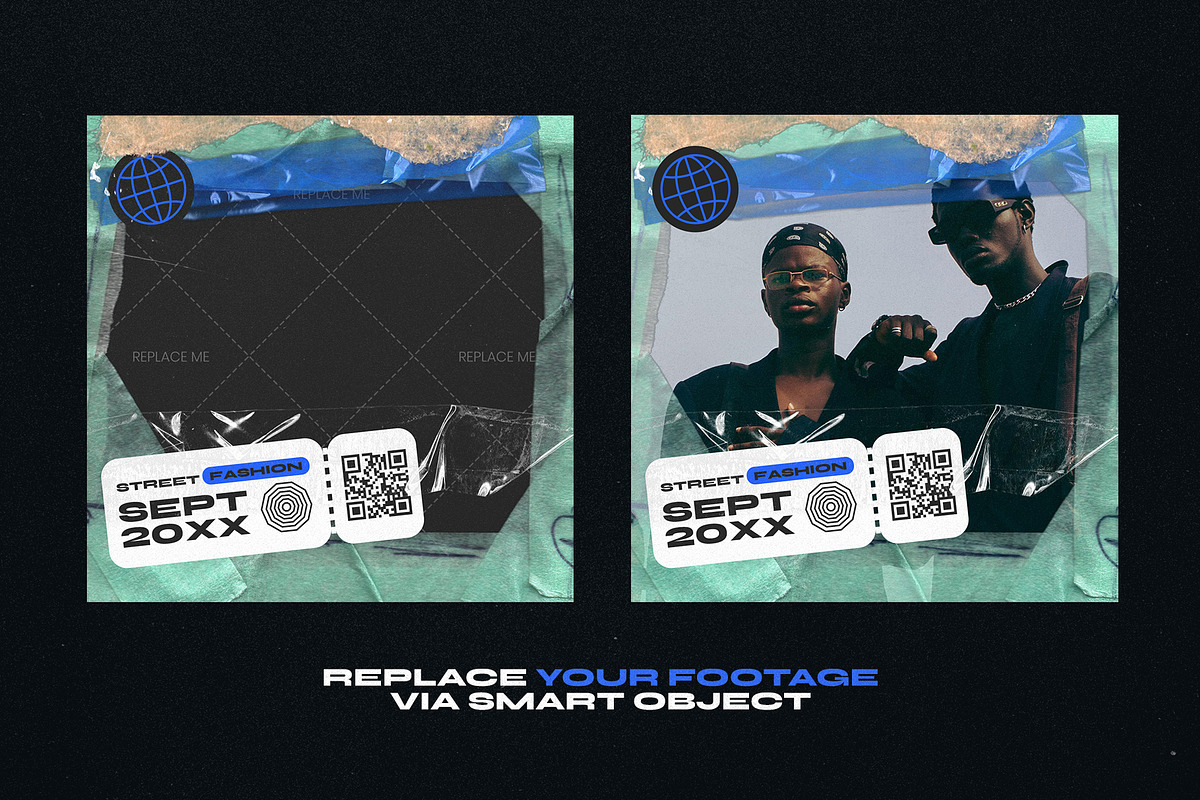 8 Modern Grunge Social Posts, a Social Media Template by Parisa-Artstudio (Photo 3 of 4)
