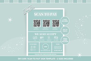 Green Scan to Pay Sign, a Flyer Template by SunshineStudioBoutique