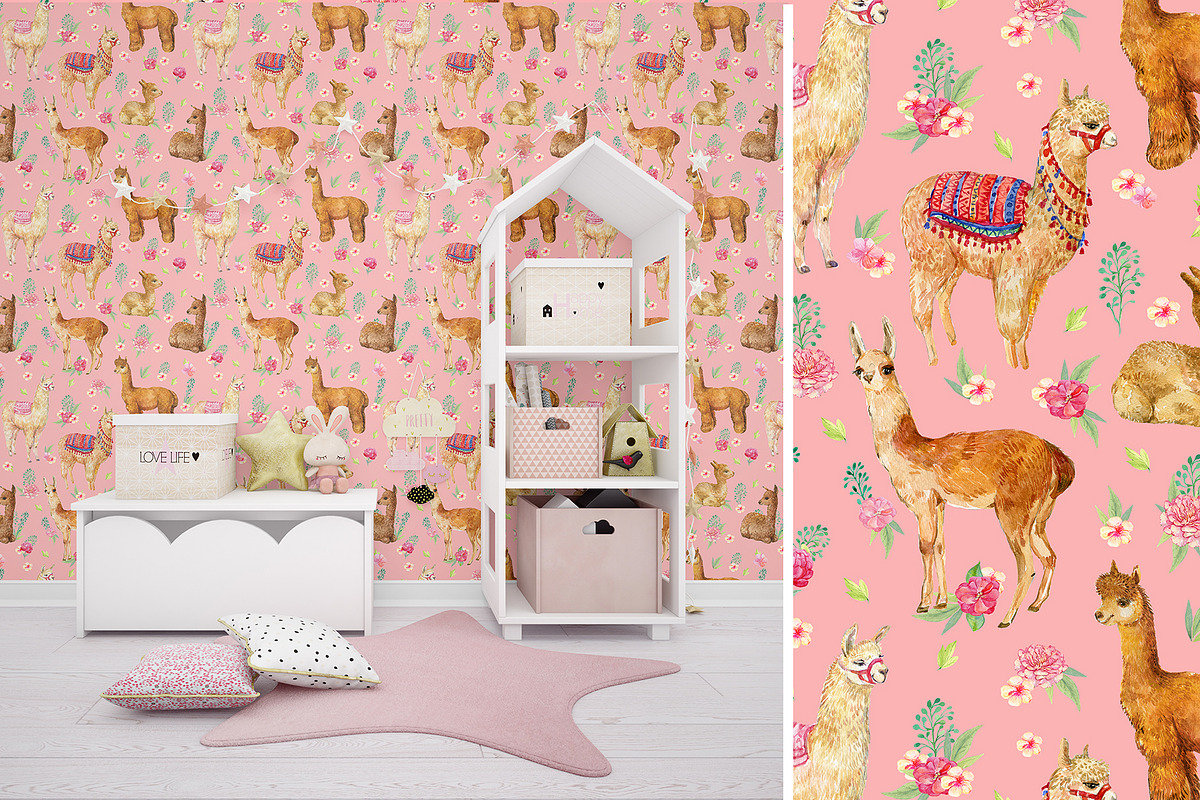 Alpacas and llamas .Seamless pattern, a Pattern Graphic by MitrushovaArt (Photo 4 of 8)