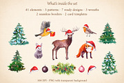 Christmas Woodland Watercolor Set, a Seasonal Illustration by Where summer is (Thumbnail 3 of 11)