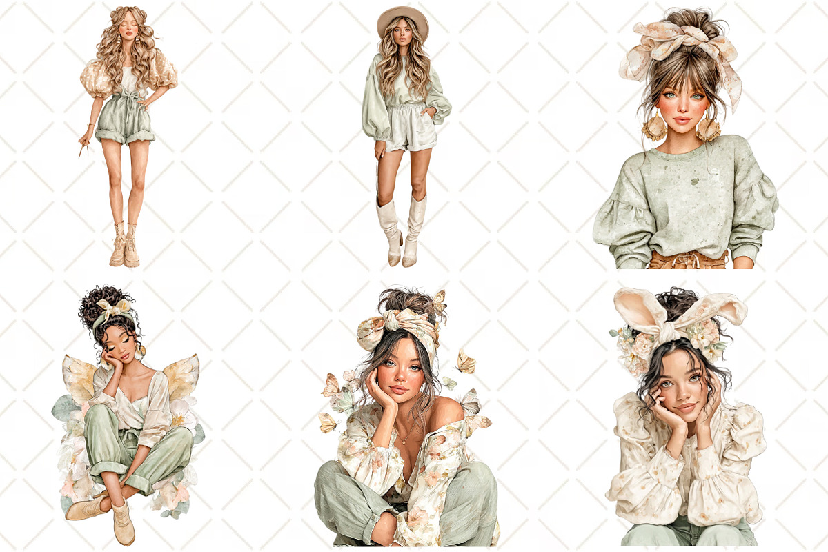 Whimsical Spring Girl Clipart, an Illustration by Black Bird Studio (Photo 4 of 5)