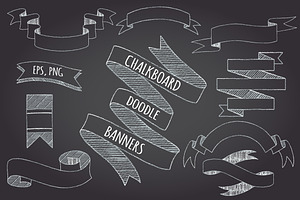 Chalkboard banners and ribbons.