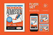 Orange School Admission Flyer Set, a Flyer Template by graphicook (Thumbnail 1 of 3)