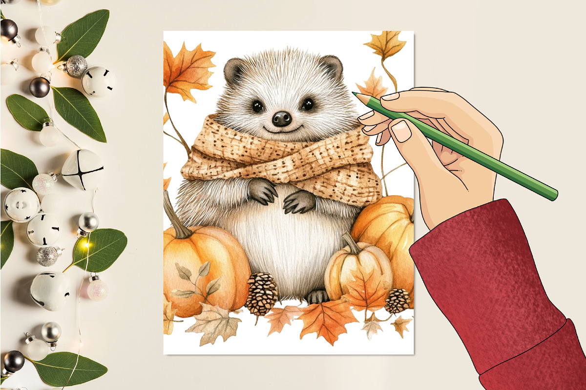 Autumn Cute Hedgehog Sublimation, an Illustration by CitraGraphics (Photo 6 of 6)