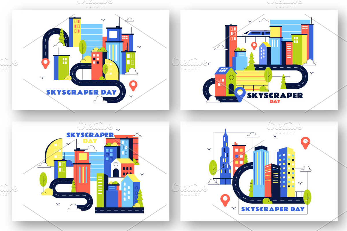 10 Skyscraper Day Illustration, a Technology Illustration by denayunebgt (Photo 2 of 4)