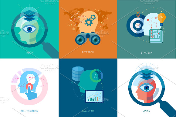 Flat Design Headprofile Icons