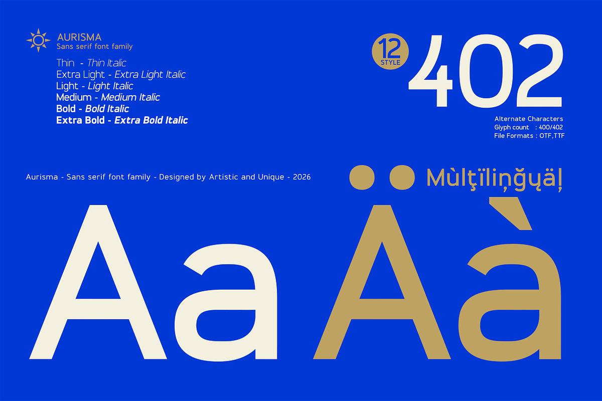 Aurisma - Sans serif font family, a Sans Serif Font by Artistic & Unique (Photo 5 of 15)