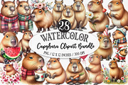 Capybara Watercolor Clipart, an Illustration by Designking (Thumbnail 1 of 5)