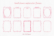 Watercolor Red Frames Borders, an Object Graphic by Solo Art Original (Thumbnail 2 of 14)