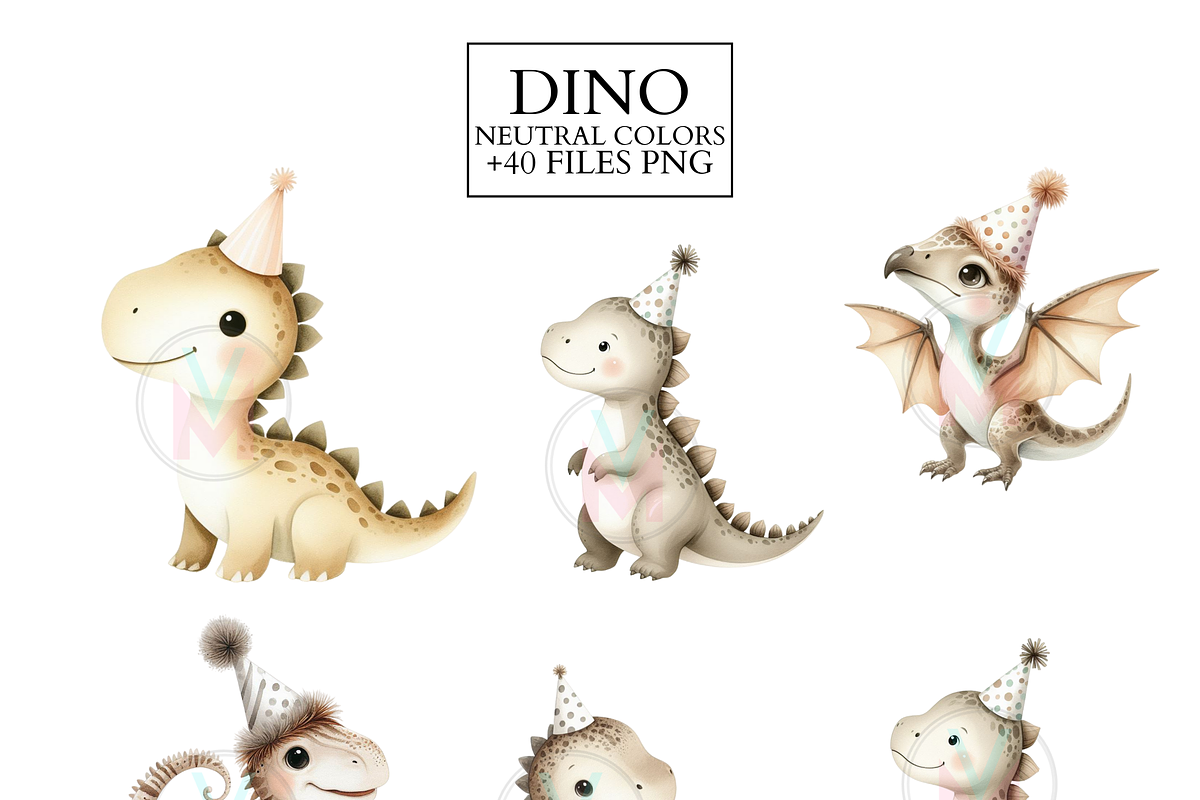 Watercolor Baby Dinosaur Clipart PNG, an Animal Illustration by VM PARTYS  BY TAIRUMA (Photo 6 of 8)