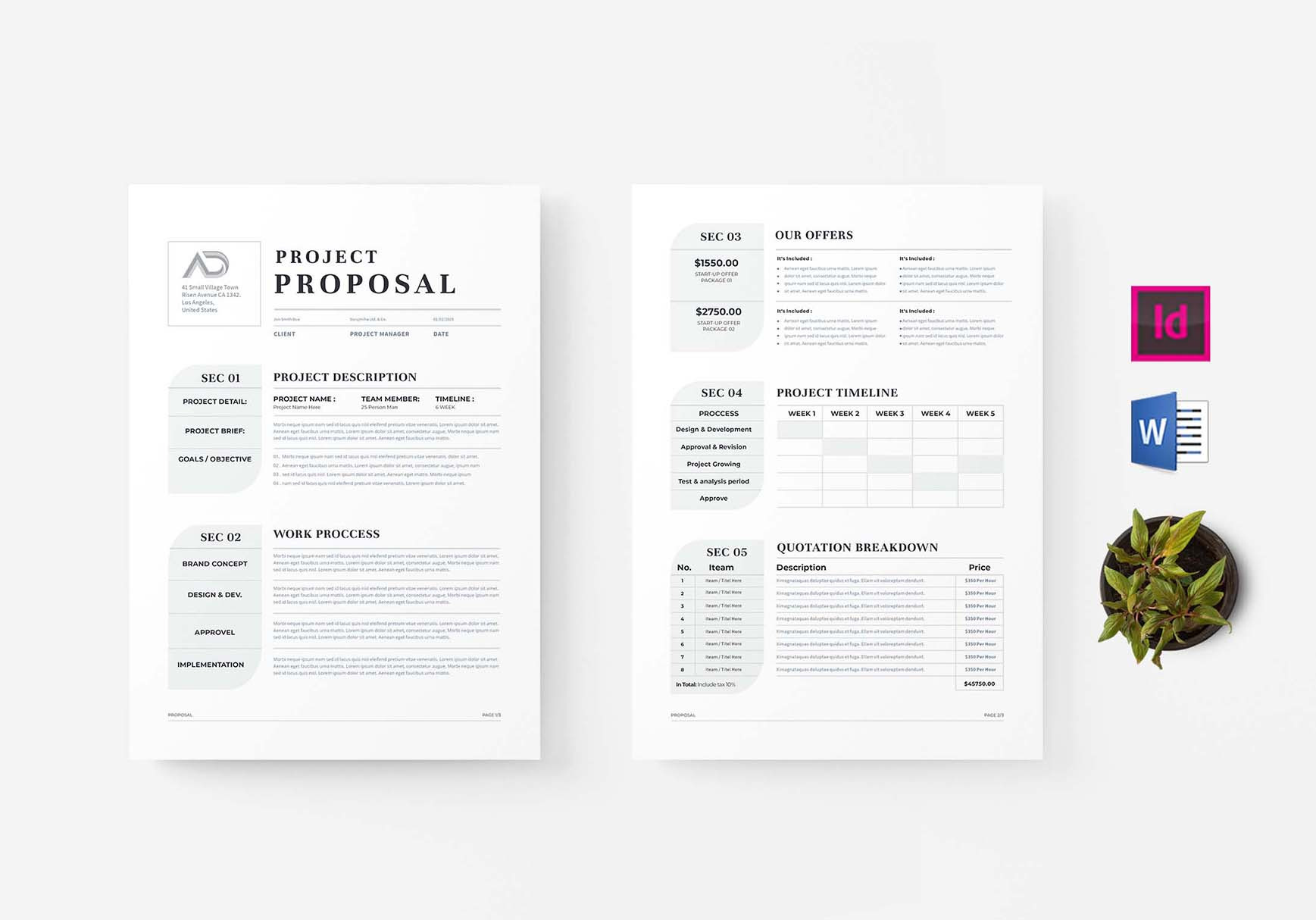 Proposal | MS Word & Indesign, a Stationery Template by design_hut