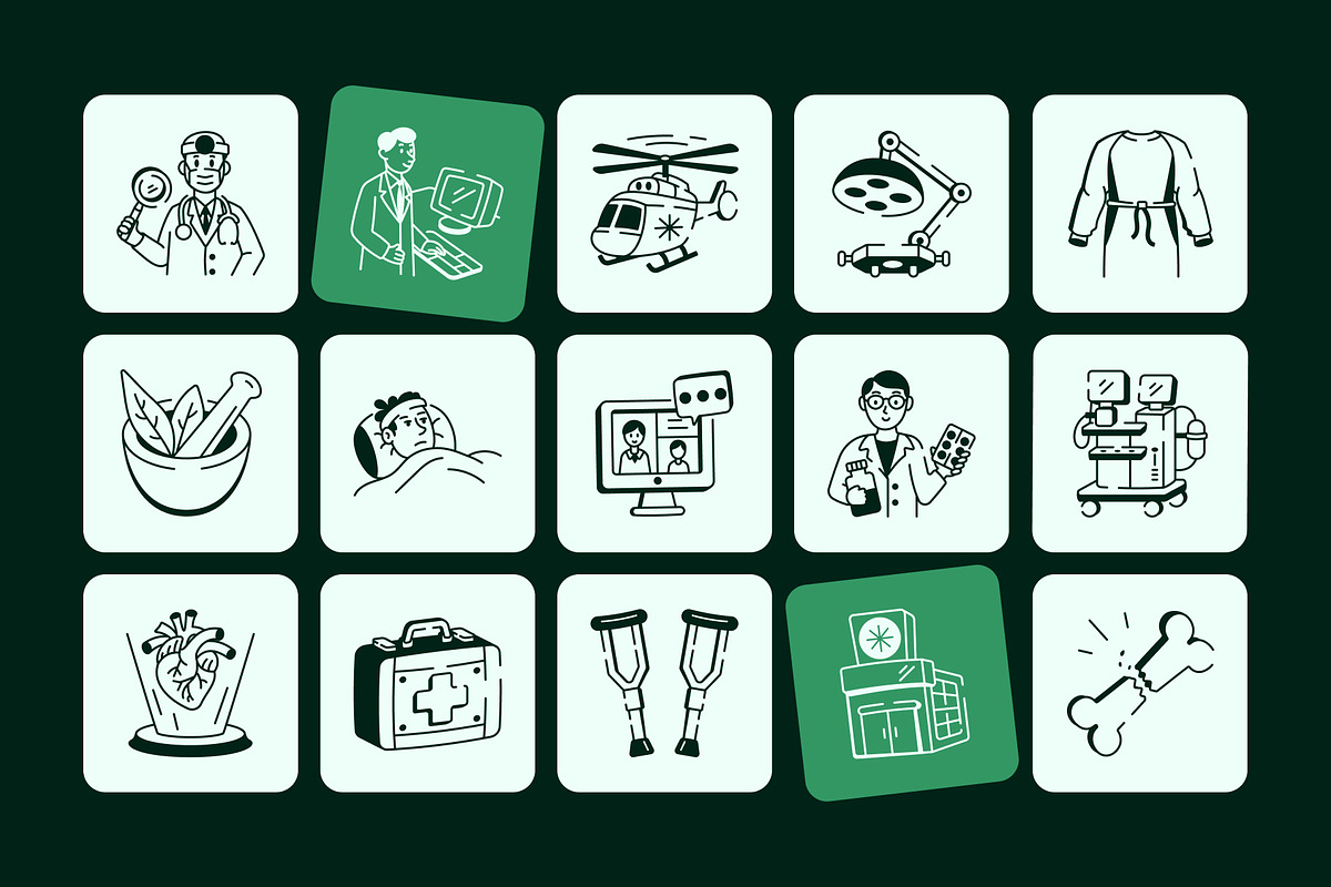 Animated Medical Doodles Set, an Outline Icon by Vectors Market (Photo 3 of 5)