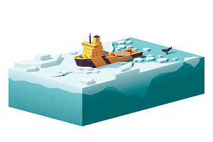 Vector Low Poly Icebreaker Breaking The Ice