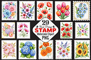 Floral Postage Stamp Clipart, an Illustration by RobertsArt (Thumbnail 1 of 5)