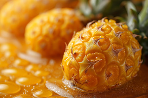 Fresh and ripe pineapples glistening in honey, showcasing vibran, a Food & Drink Photo by ImageMir
