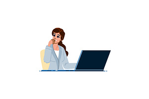 Businesswoman thinking and working, a Person Illustration by pikepicture