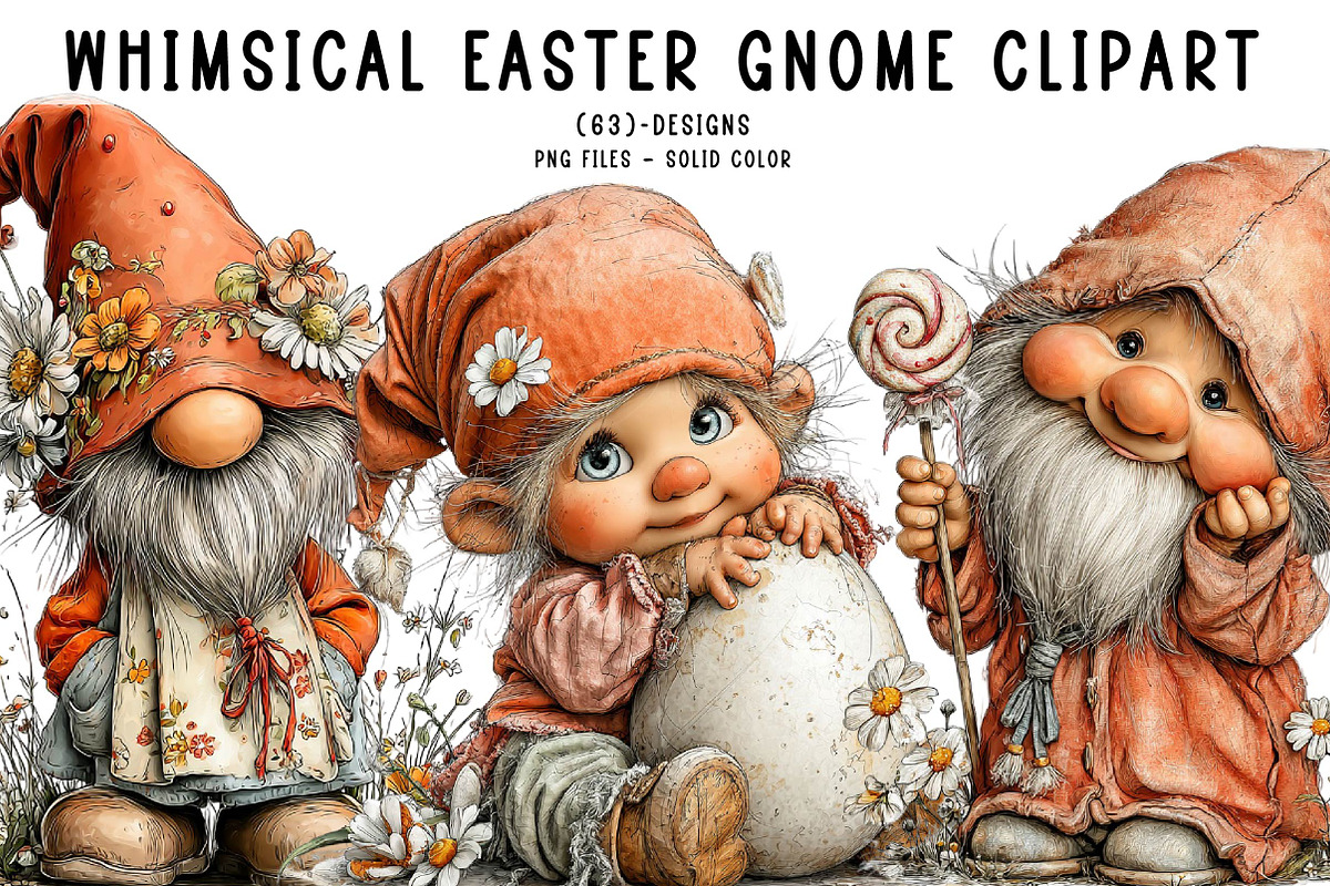 Whimsical Easter Gnome Clipart, an Illustration by CreationArt (Photo 1 of 7)