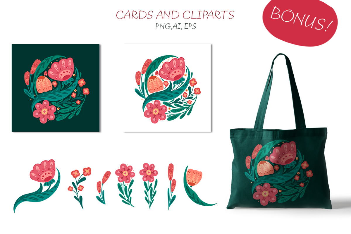 Vector floral pattern with folk art, a Pattern Graphic by Veleri (Photo 4 of 5)