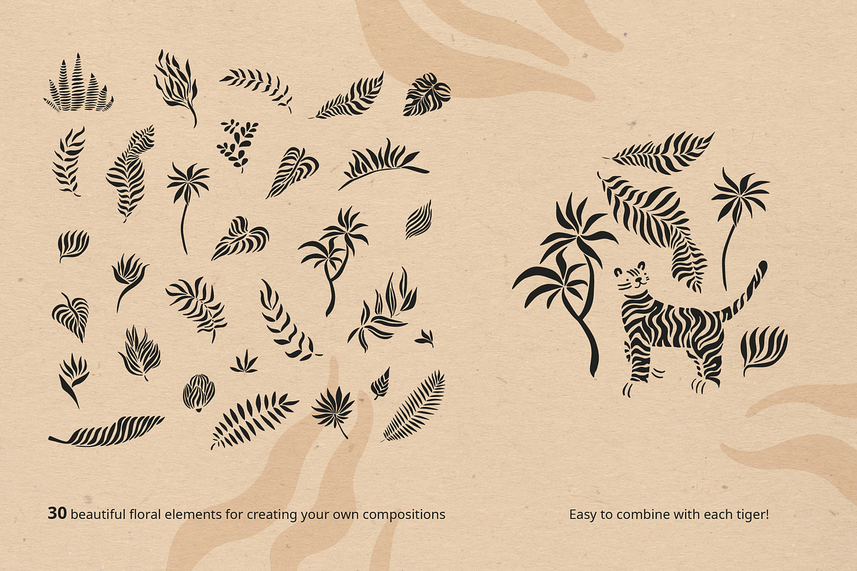 Tiger set. Vector elements, patterns, a Pattern Graphic by anna khramtsova (Photo 4 of 13)