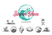 Summer Waves Illustration Set, an Illustration by lups design (Thumbnail 1 of 5)