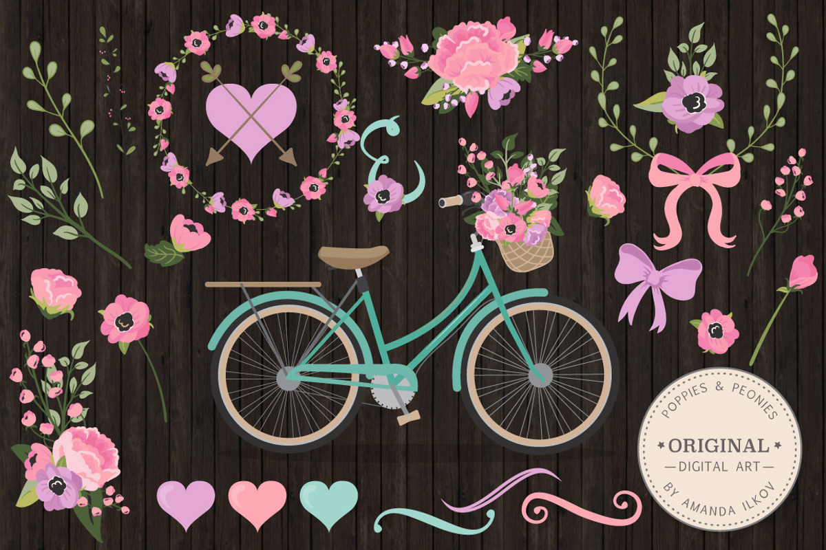 Garden Party Floral Bicycle & Extras, an Illustration by Amanda Ilkov (Photo 2 of 5)