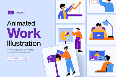 Animated Work Illustration Art Set, a Work Illustration by Brickclay