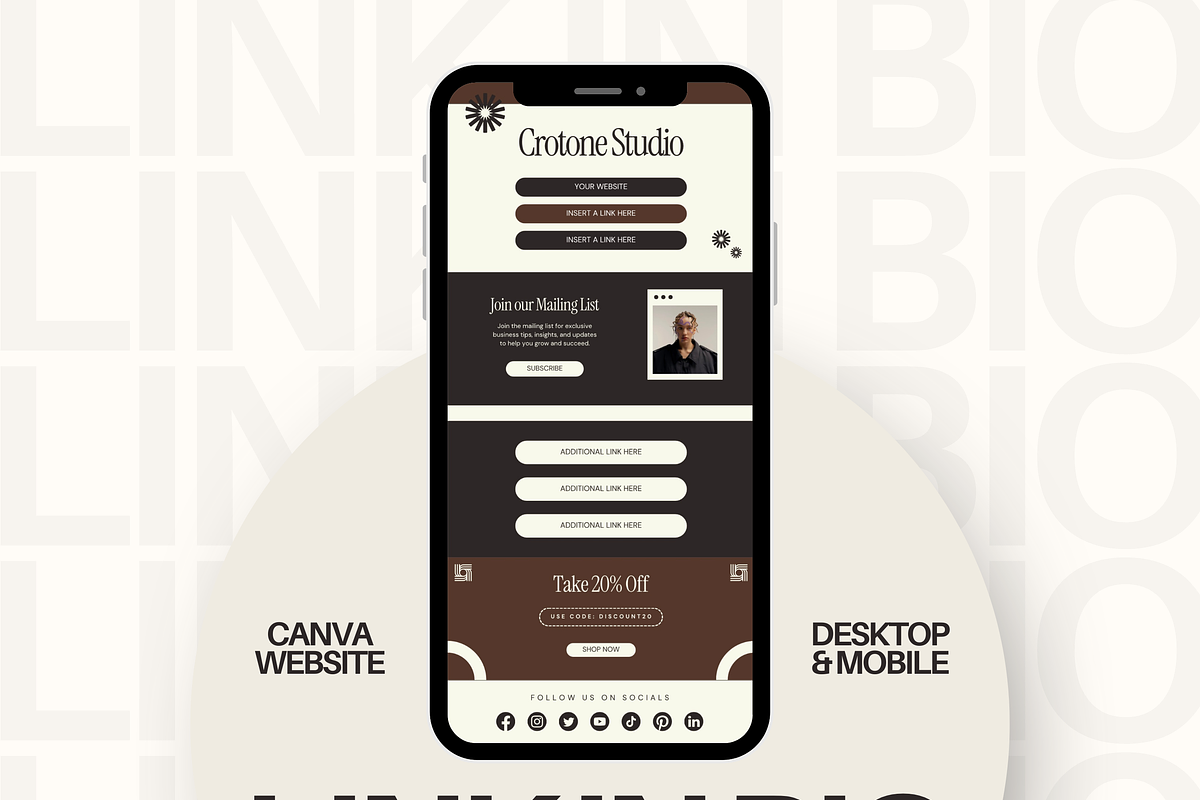 Canva Link in Bio Template, a Landing Page Template by Branding Babe Co. (Photo 1 of 5)