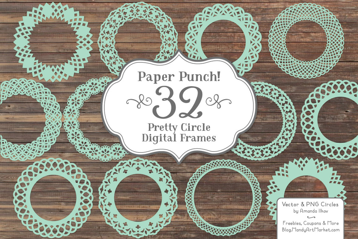 Mint Lace Circle Frames, an Illustration by Amanda Ilkov (Photo 1 of 5)