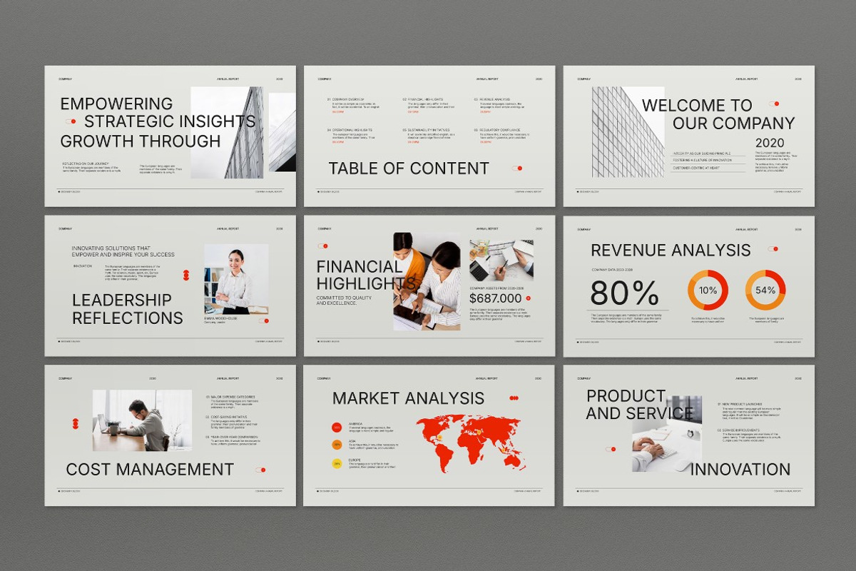 Gray Modern Annual Report PPT, a Presentation Template by graphicook (Photo 2 of 5)