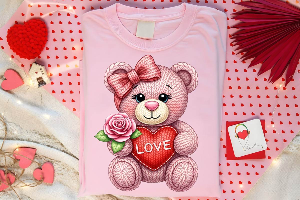 Faux Yarn Valentine Teddy Bear PNG, an Illustration by Canvas Craft (Photo 3 of 6)