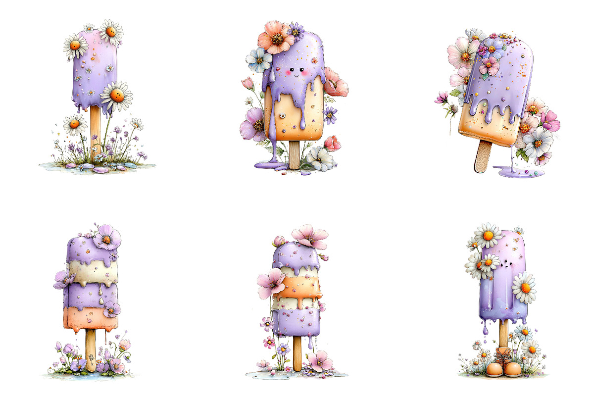 Whimsical Summer Ice Cream Clipart, an Illustration by CreationArt (Photo 6 of 7)