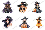 Pin up Witch Retro Halloween Clipart, an Illustration by designcity5 (Thumbnail 2 of 5)