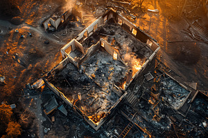 Burned Building In Ruins From Fire, a Person Photo by Andy Dean Photography