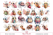 Watercolor Funny Insect Clipart, an Illustration by MockupWizard (Thumbnail 2 of 5)