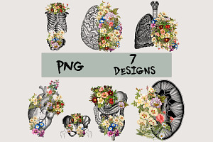 Floral Human Anatomy PNG Designs